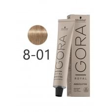 Крем-фарба для сивого волосся Schwarzkopf Professional Igora Royal Absolutes 8-01 світло-русявий натуральний сандре 60 мл