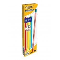 Набір олівців чорнографітних шестигранних BIC Evolution Stripes HB з гумкою 12 шт