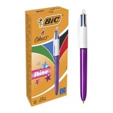 Набір кулькових ручок BIC 4 Colours Shine Purple 1 мм 12 шт