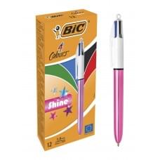 Набір кулькових ручок BIC 4 Colours Shine Pink 1 мм 12 шт