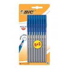 Ручки кулькові BIC Round Stic Exact Сині 6+2 шт