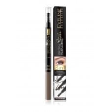 Олівець для брів Eveline brow styler 3 в 1 багатофункціональний 02 dark brown 1.2 г