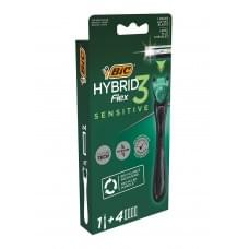 Станок для гоління чоловічий BIC Flex 3 Hibrid Sensitive з 4 змінними картриджами