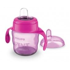 Чашка з м'яким носиком та ручками philips avent 6 міс + рожева (scf551/03) (200 мл)