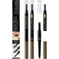 Олівець для брів еveline brow styler 3 в 1 багатофункціональний, 01 medium brown, 1.2 г