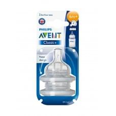 Силіконова соска philips avent classic 6 міс. 2 шт (scf634/27)