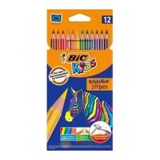 Олівці кольорові bic evolution stripes (12 кольорів)