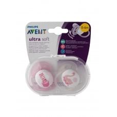 Силіконова пустушка philips avent ultra soft 0-6 міс. для дівчаток 2шт. (scf222/02)