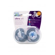 Силіконова пустушка philips avent ultra soft 6-18 міс. для хлопчиків 2 шт. (scf223/03)