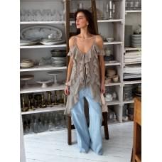 Блуза Art Knit довга з воланами Бежева S