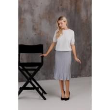Спідниця в'язана жіноча Сіра L плісе міді