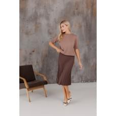 Спідниця в'язана жіноча Шоколад M плісе міді Спідниця в'язана жіноча Шоколад M плісе міді