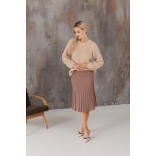 Спідниця в'язана жіноча Тауп L плісе міді Спідниця в'язана жіноча Тауп L плісе міді