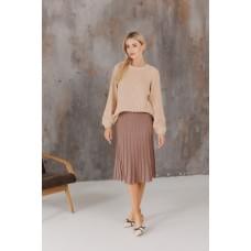 Спідниця в'язана жіноча Тауп XL плісе міді