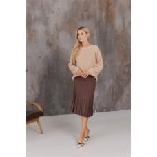 Спідниця в'язана жіноча Шоколад XL плісе міді Спідниця в'язана жіноча Шоколад XL плісе міді