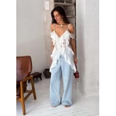 Блуза Art Knit довга з воланами Молочна S