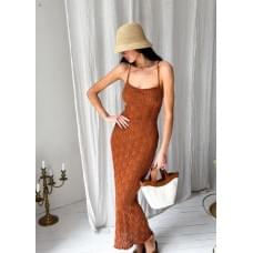 Сукня Art Knit Мереживо бурштинова S/M з відкритою спиною