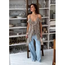 Блуза Art Knit довга з воланами Бежева L