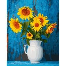   Картина за номерами  Соняшники у білій вазі  Rainbow Art  GX43774 40*50