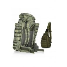 Тактичний військовий рюкзак для армії зсу на 100+10 літрів та військова сумка на одне плече У ПОДАРУНОК!