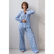 Піжама Forly Піжамний бавовняний костюм з брюками Blue Plaid XL/XXL Принт HL0073-29-69_XL/XXL