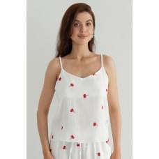 Forly Майка з вишивкою з мусліну Cherry M Білий ML0082-38-70_M