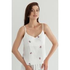 Forly Майка з вишивкою з мусліну Blueberry L Білий ML0082-39-70_L