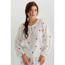 Forly Сорочка з вишивкою з мусліну Cherry M/L Білий ML0085-38-60_M/L