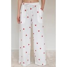 Forly Штани з вишивкою з мусліну Cherry M/L Білий ML0084-38-09_M/L