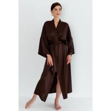 Forly Халат шовковий довгий Coffee ONE Коричневий SH0035-08-04_ONE