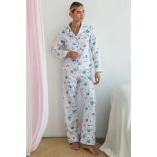 Піжама Forly Піжамний фланелевий костюм з брюками Space XL Білий FL0010-18-69_XL