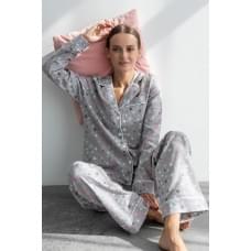 Піжамний фланелевий костюм з брюками Pink Stars XS