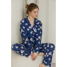 Піжамний фланелевий костюм з брюками Forly Inflorescence XXL Синій FL0057-67-69_XXL