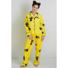 Піжама Forly Піжамний бавовняний костюм з брюками Black Cat XL Жовтий HL0010-89-69_XL