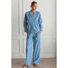 Піжама Forly Піжамний бавовняний костюм з брюками Navy Plaid XS/S Принт HL0073-80-69_XS/S