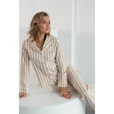 Піжамний бавовняний костюм з брюками Lines