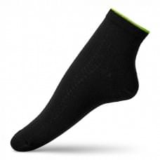 Носки женские вязки косичка с яркой резинкой V&T Socks черные/салатовые р. 36-40