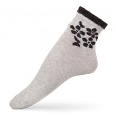 Носки женские с пушистыми цветами V&T Socks серые р. 36-40