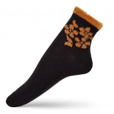 Носки женские с пушистыми цветами V&T Socks черные р. 36-40